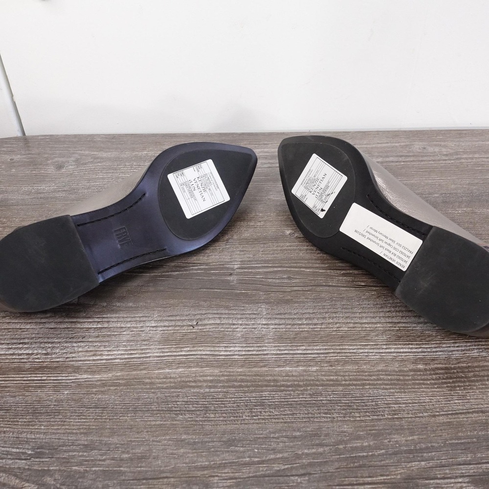 New! Frye Shoes Womens Size 6 Silver Kenzie Venetian Slip On Leather Flats - Picture 7 of 9